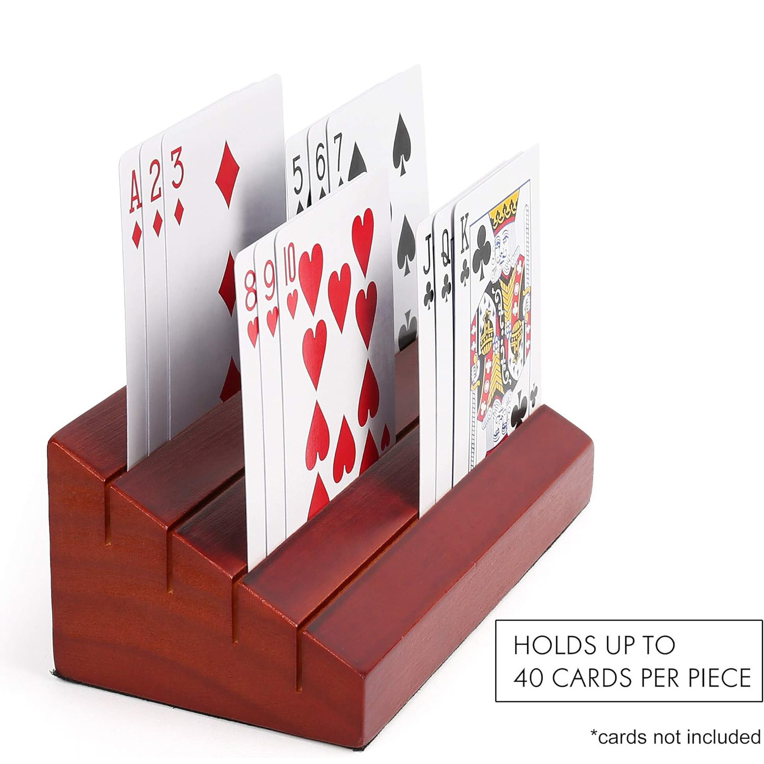 Wood Playing Card Holders Tray Racks Organizer for Kids Seniors Adults Portable Hands Free Card Holders for Family Card Game