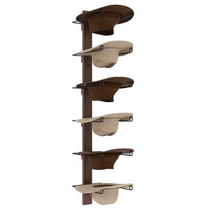 custom Cowboy Hat Rack 6 Pieces Hat Holder for Cowboy Hats with 3 Wooden Board and Folding Wall Hooks