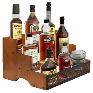 3 Step Liquor Bar Bottle Display Shelf, Coffee Syrup Rack Organizer Holder Stand 12 Bottles Storage Shelves for Wine Dressing