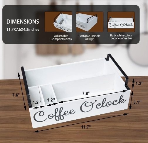 Wedding decor Coffee Station Organizer with Small Removable Dividers Wooden Coffee Bar Accessories Storage For Countertop