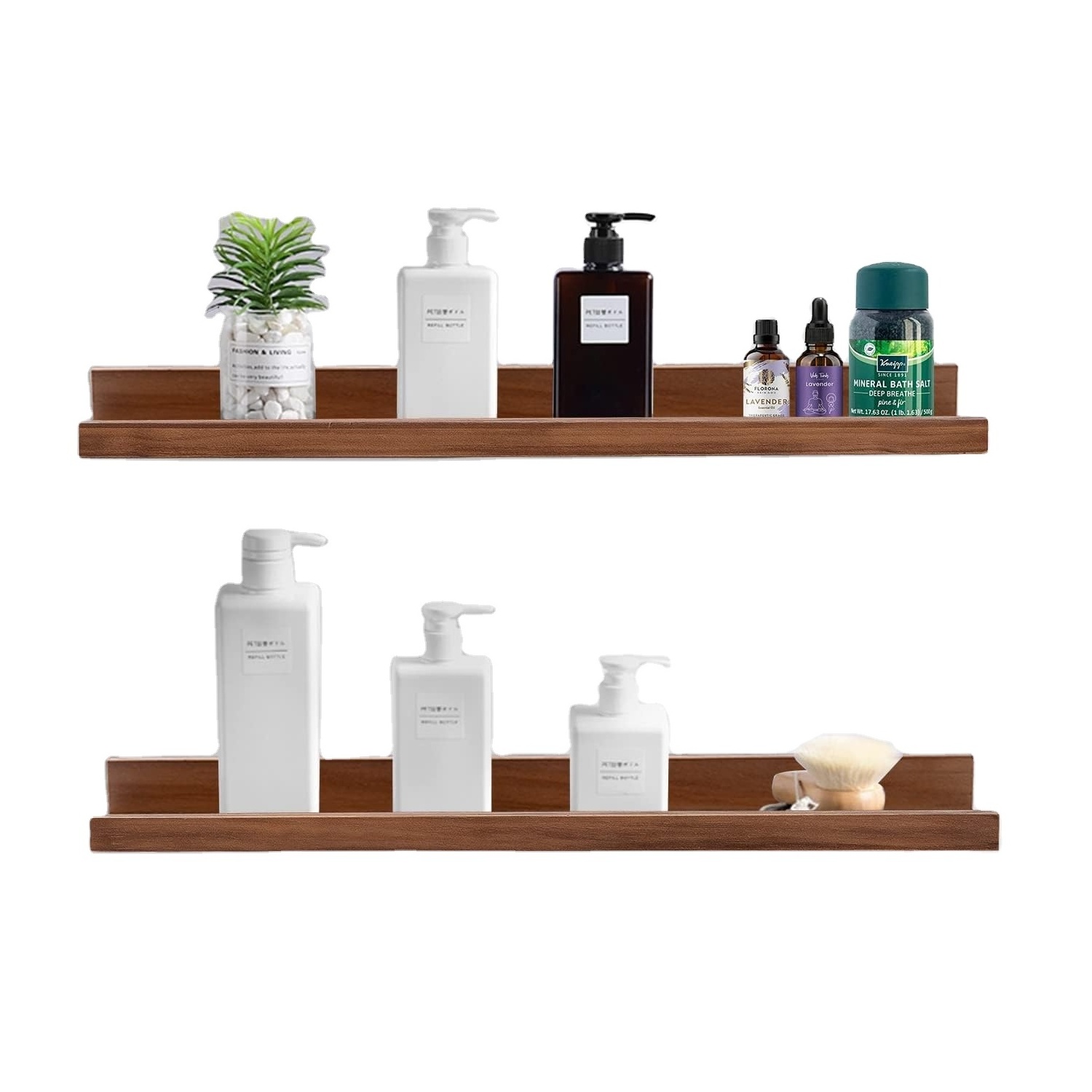 Multifunction Wooden Floating Wall Shelf Wall Mounted Storage for Bathroom Bedroom or Kitchen Use