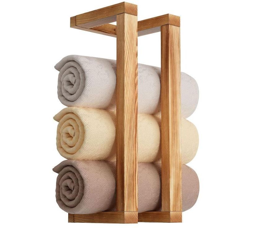 custom Wooden Towel Rack for Bathroom, Wall Mounted Towel Holder Pine Shelf for Rolled Towels Organizer Blanket Storage