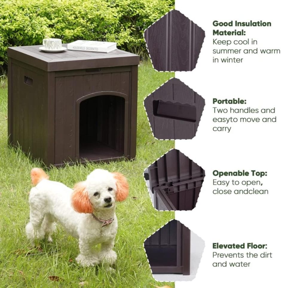 Plastic insulated dog house outdoor small medium-sized dog waterproof and weatherproof, portable and easy to assemble