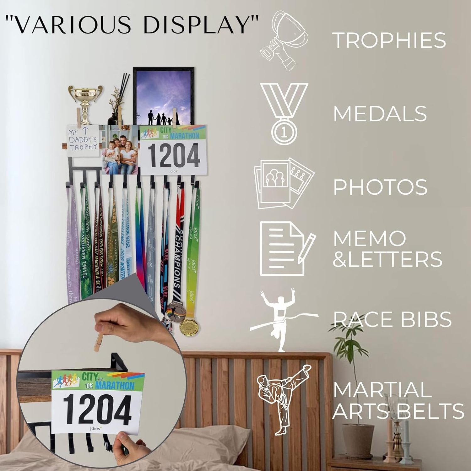 16.5 Medal Hanger Display and Trophy Shelf Wall & Display Shelves