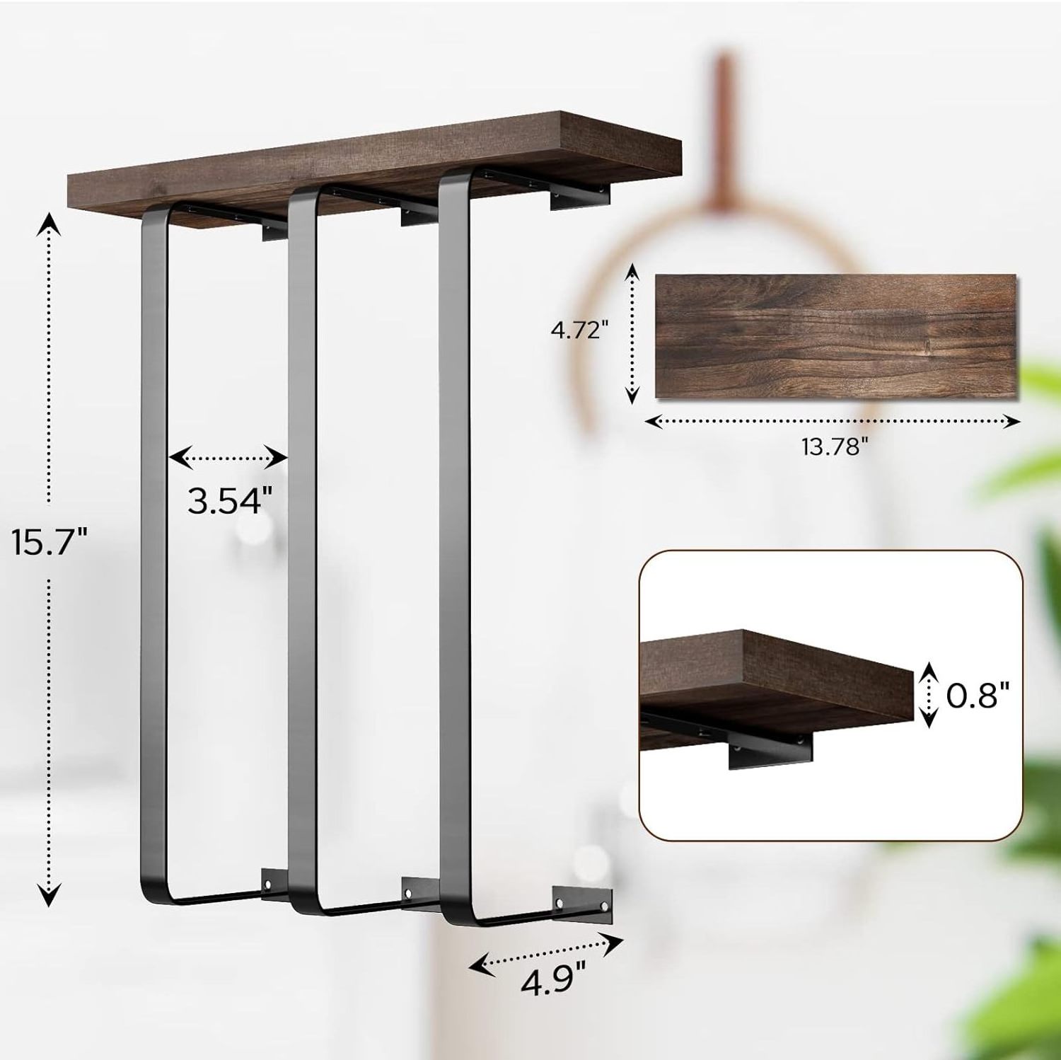 Bathroom Wall Mounted Towel Rack Towel Storage with Wooden Shelf Bath Towel Holder Washcloths Organizer