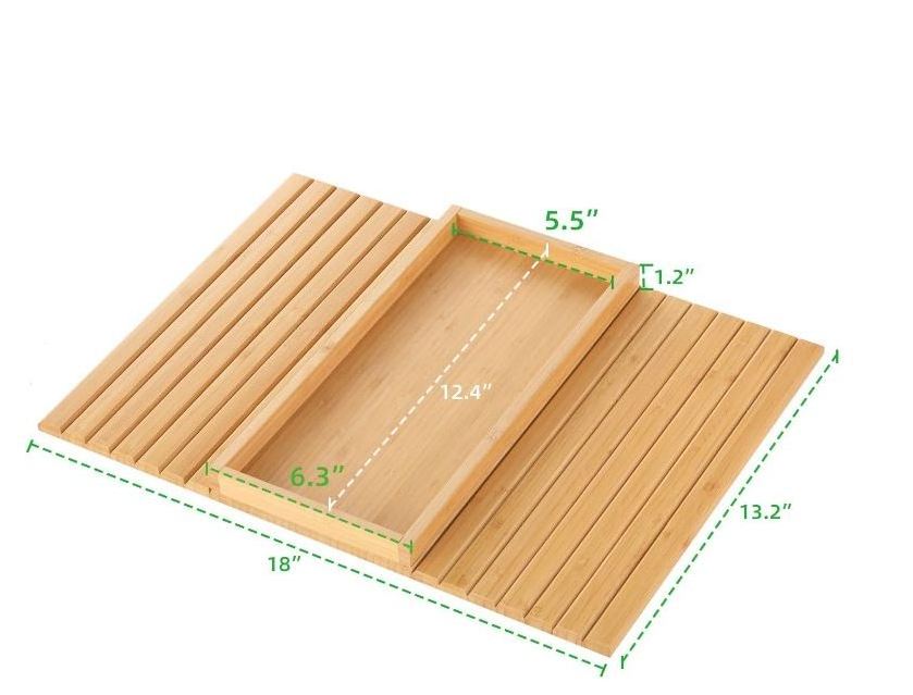 Sofa Arm Tray Bamboo Sofa Tray Table for Couch, Sofa Armrest Tray Anti-Slip Clip Couch Cup Holder for Snacks Phone Control Cups