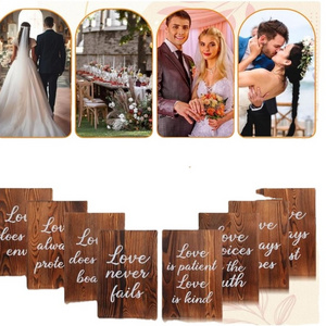 custom Set of 8 Wedding Aisle Signs, Wooden Wedding Signs Love Is Patient Kind Rustic Wood Signage Bible Verses Wall Decor