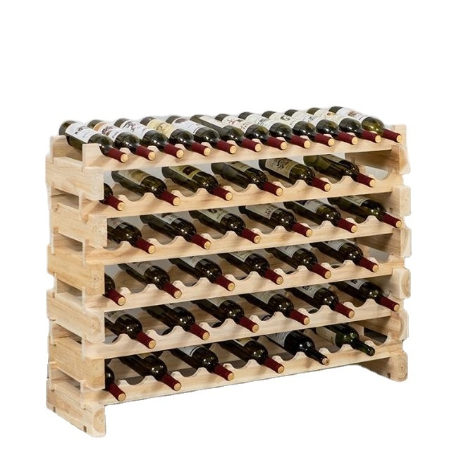 Custom Stackable Modular Wine Rack 72 Bottle Wooden Wine Storage Rack Freestanding Wine Holder Display Shelves