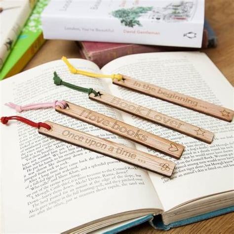 custom engraved laser cut wooden bookmark