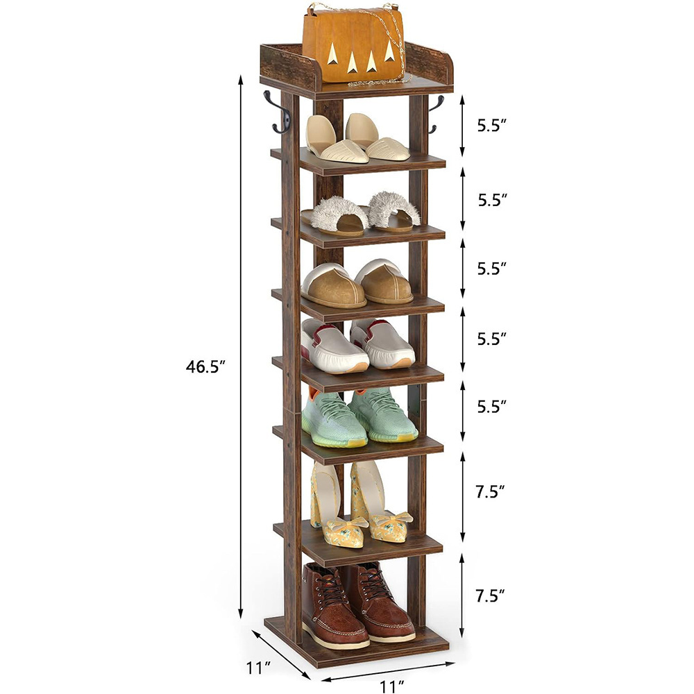 Wooden Vertical Shoe Rack for Entryway Modern Shoe Organizer for Space Saving Shoes Storage Shelf Multifunctional Storage Rack