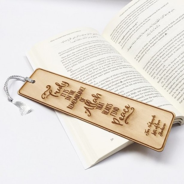 custom engraved laser cut wooden bookmark