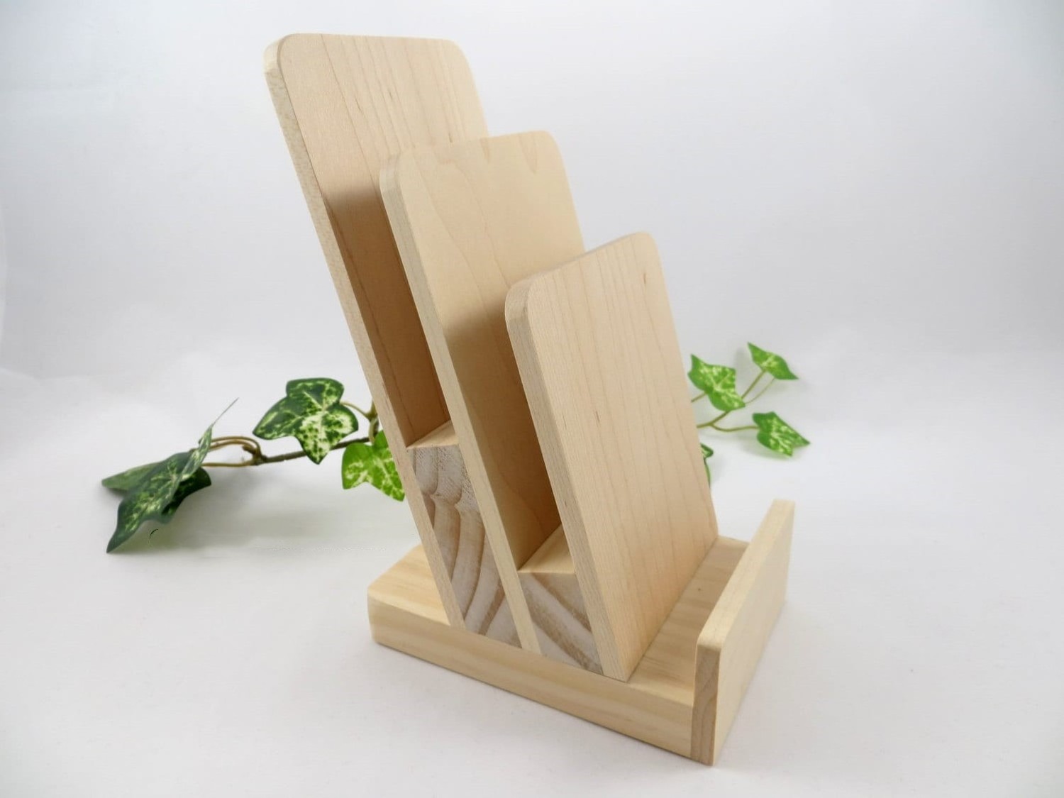 Custom 3 Tier Display Stand Wooden Brochure Literature Holder Cards Rack