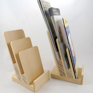 Custom 3 Tier Display Stand Wooden Brochure Literature Holder Cards Rack