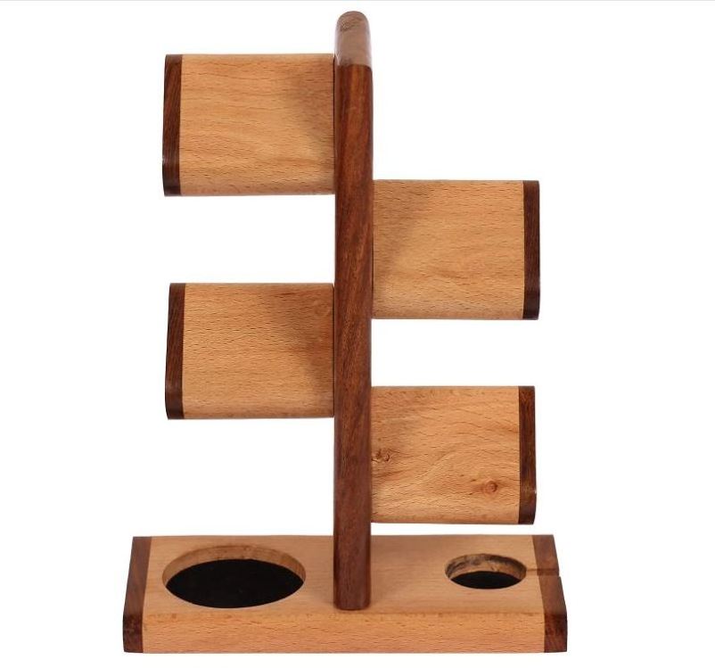 custom 5 in One Multiple Wood Watch Holder Stand Charging Station, Watch Display Tower Jewelry Organizer for Rings