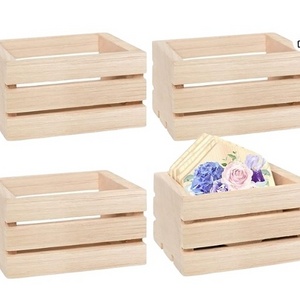 4-Pack Mini Rustic Wooden Crates Decorative Unfinished Wood Box for Jewelry Storage for Kitchen and Office Use