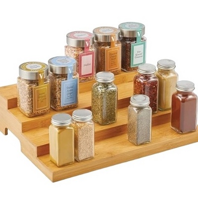 Modern Compact 4-Tier Bamboo Kitchen Cabinet Pantry Shelf Spice and Food Storage Organizer Caddy Rack Holds Spices