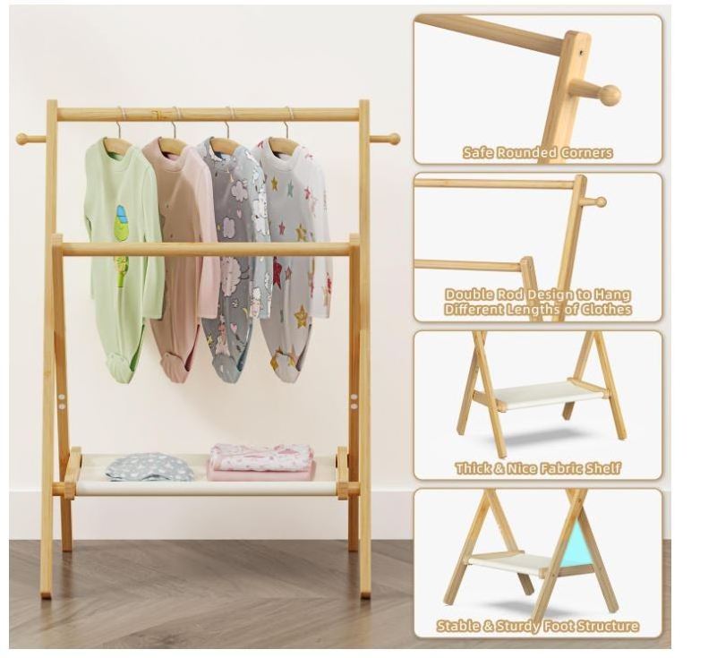 Baby Clothing Rack for Baby Shower Pets Dolls, Clothes Rack with Storage Shelf, Pets Garment Organizer Toddler Mini Closet Rack