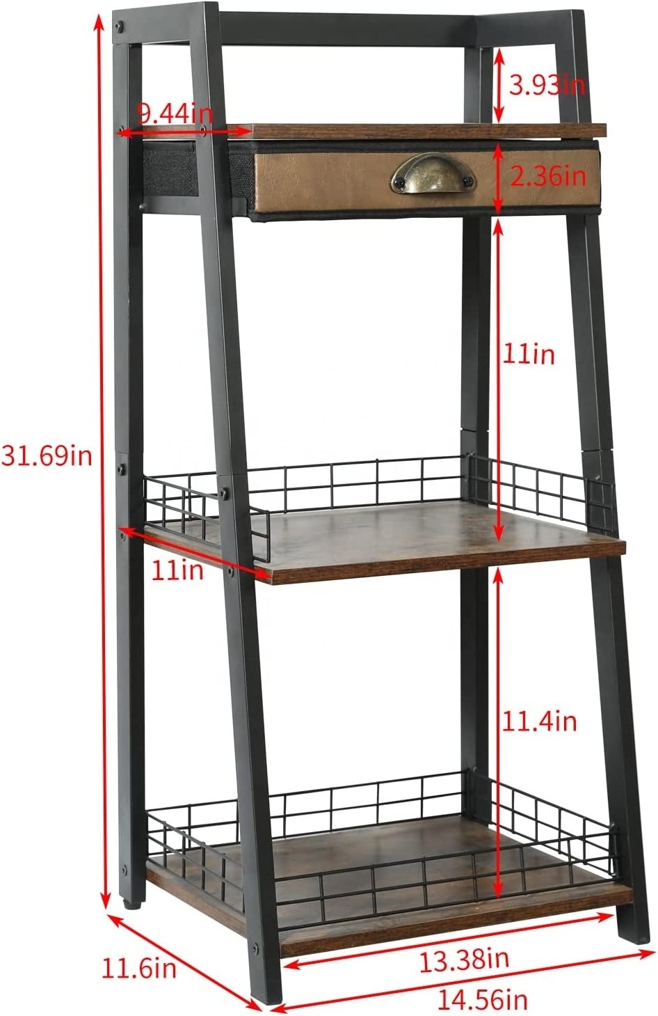 three tier tower ladder bathroom floor storage shelf with drawer and open shelving for living room and balcony