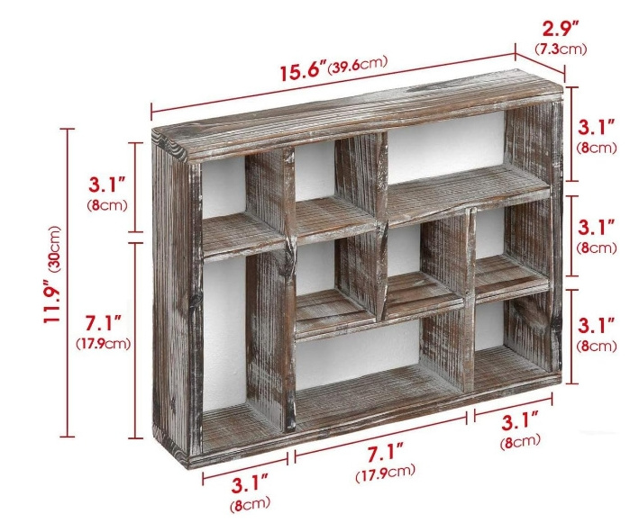 Rustic Multi Slot Shelf Cube Display 9 Compartment Shadow Box Wall mountable Shelf for Collection