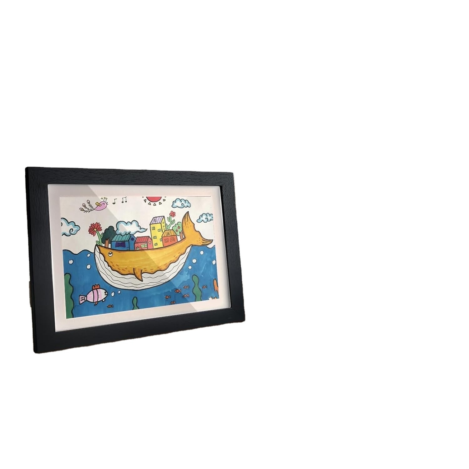 Front Open Wooden Art Frame for Children's Artwork A4 Display Horizontal and Vertical Replaceable Black Art Show Frame