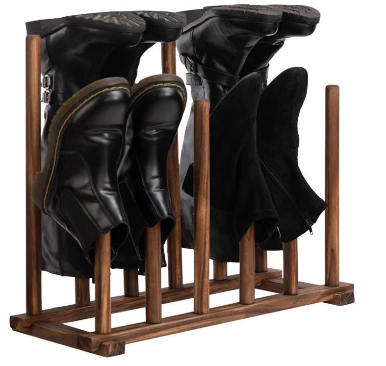 custom 6-Pair Wooden Boots Storage Rack, Stand Alone Shoe Rack Organizer