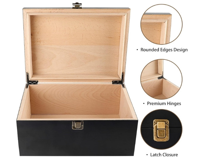 Wooden Keepsake Box Decorative Boxes with Hinged Lid Latch Closure Wood Box with Matte  Great