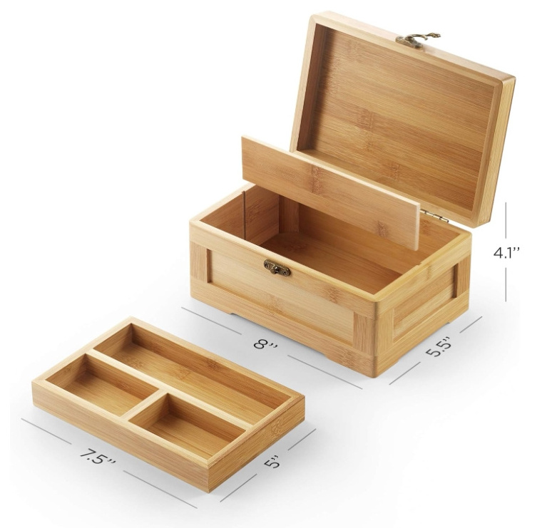 Wooden Stash Box with Rolling Tray Stash Box your Herbs and Accessories Rolling Kit with Removable Large stash box