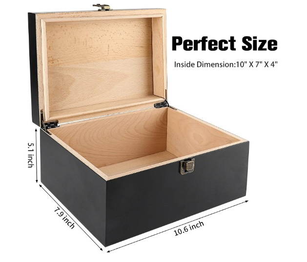 Wooden Keepsake Box Decorative Boxes with Hinged Lid Latch Closure Wood Box with Matte  Great