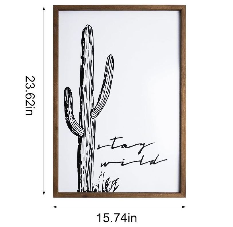 custom Wall Art Wood Western Decor Framed Black White Boho Southwestern Desert Modern Farmhouse Southwest Home Decorations