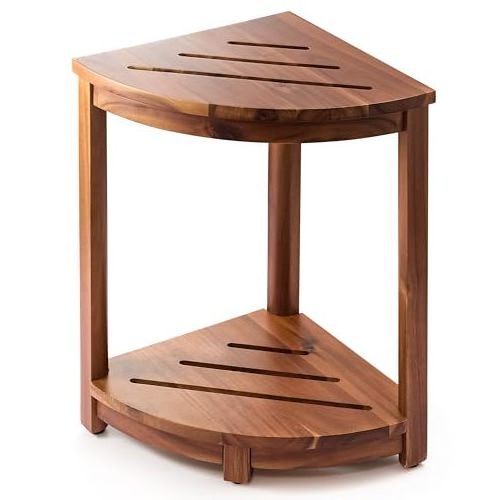 Wooden Corner Shower Stand & Bench & Stool with Storage Shelf for Bathroom,living room&Bedroom