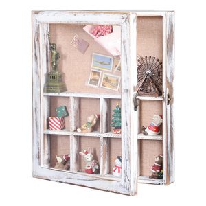 Large Shadow Box with Shelf Deep Shadow Box Frame with Compartments Rustic Wood Memory Display Box for Memorabilia Photos Awards