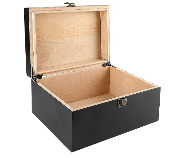 Wooden Keepsake Box Decorative Boxes with Hinged Lid Latch Closure Wood Box with Matte  Great