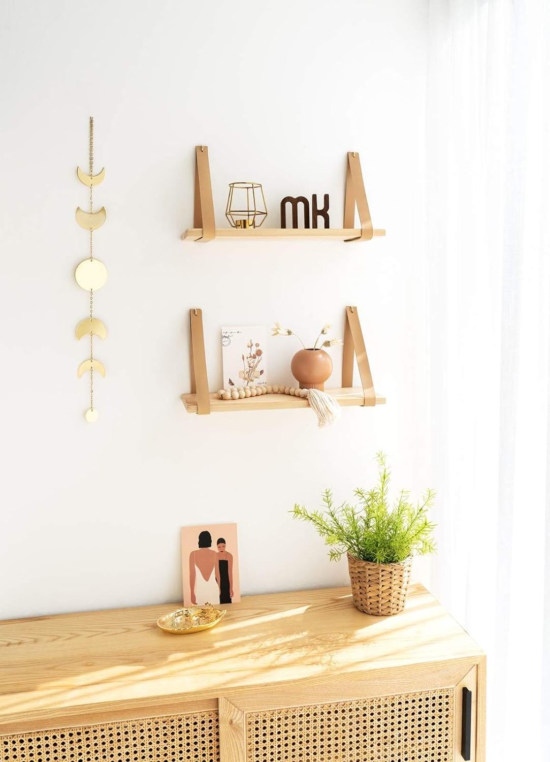 Wooden Hanging Wall Shelf Floating Storage Shelves for Home or Office Use