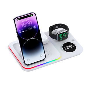 30w 3in1 3 In One Wireless Phone Charger 3 In 1 Charger Wireless Charging Station 3 In 1 Wireless Charger With Night Light Clock