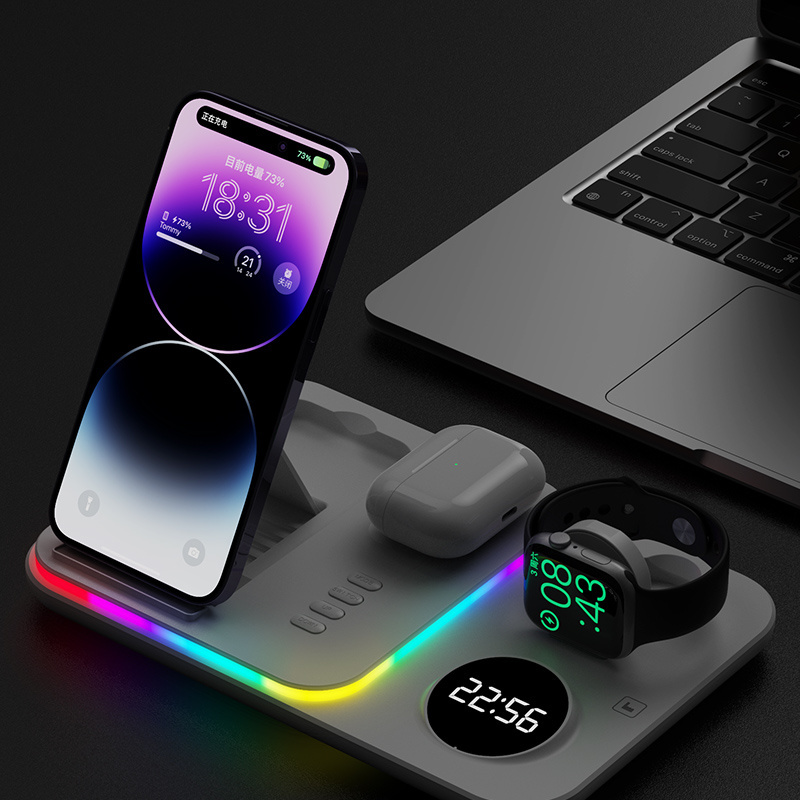 30w 3in1 3 In One Wireless Phone Charger 3 In 1 Charger Wireless Charging Station 3 In 1 Wireless Charger With Night Light Clock