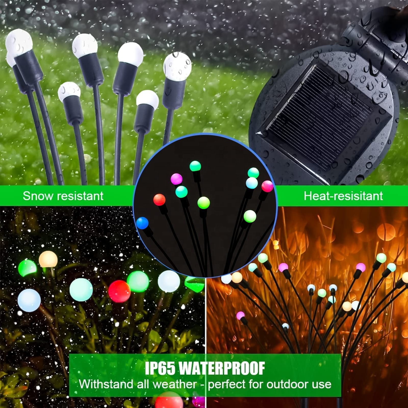 Outdoor Garden Waterproof Firework Light  6/8/10 Bulbs Heads Led Solar Powered Firefly Garden Lights