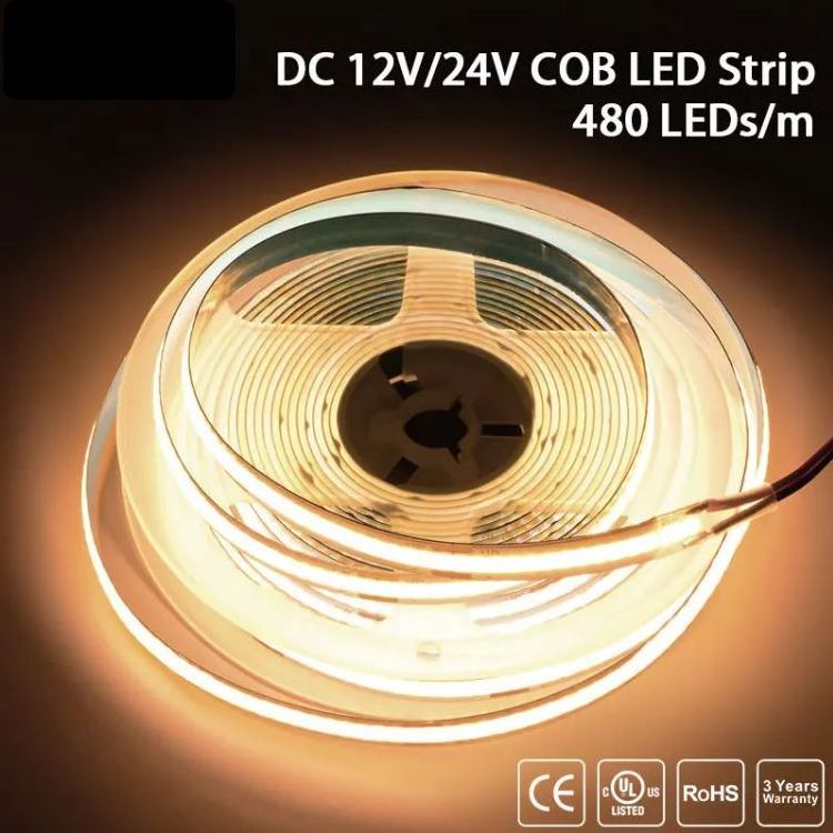 12v 24v 480 lED CE Rohs 3 Years Warranty Flexible Cob LED Strip Light Home Decoration RGB LED Light Tape