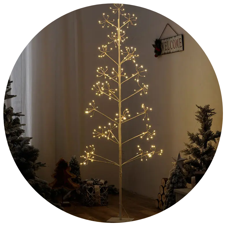 Christmas Artificial Tree With LED Lights For Room Artificial Warm Light Up Palm Tree White Fireworks Decorative Twig Tree