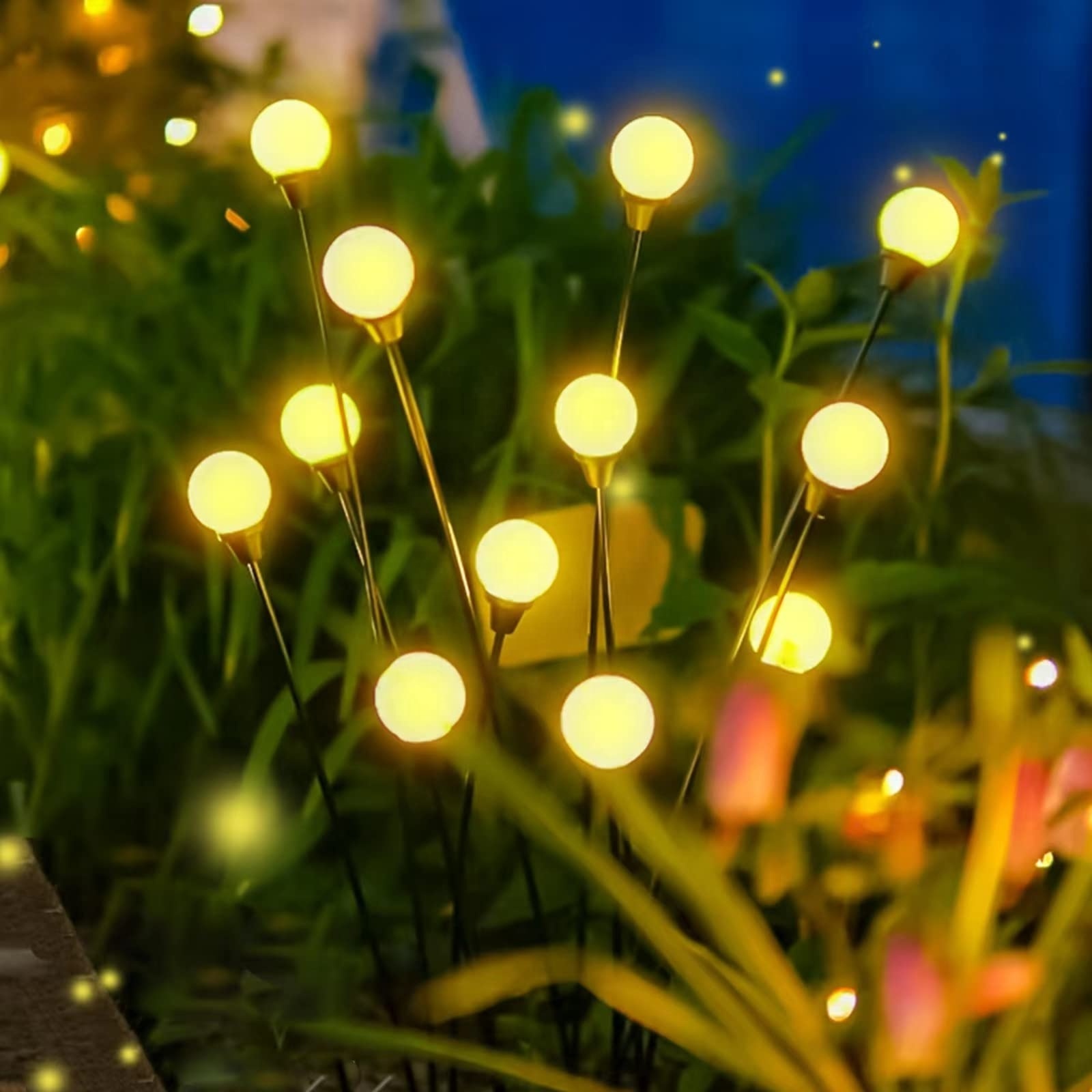 Outdoor Garden Waterproof Firework Light  6/8/10 Bulbs Heads Led Solar Powered Firefly Garden Lights