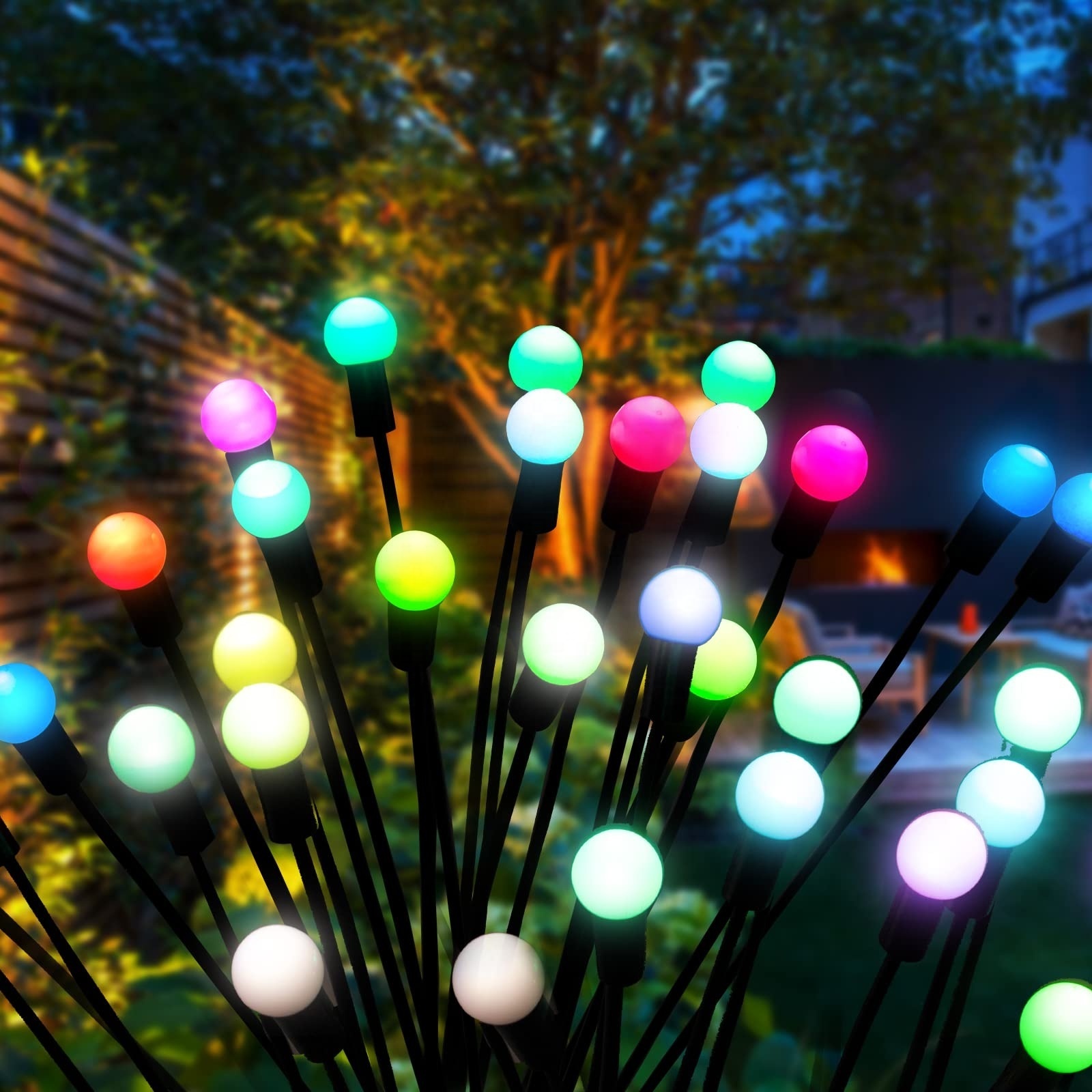 Outdoor Garden Waterproof Firework Light  6/8/10 Bulbs Heads Led Solar Powered Firefly Garden Lights