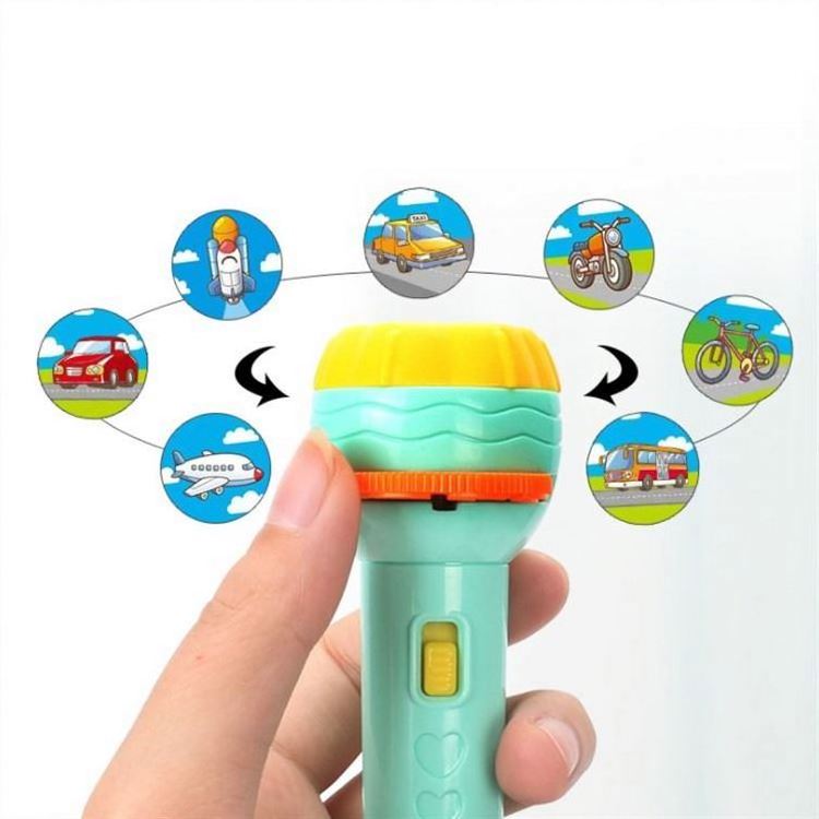 New Children's luminous projection LED flashlight baby puzzle teaching cognitive early knowledge animal pattern bedtime story