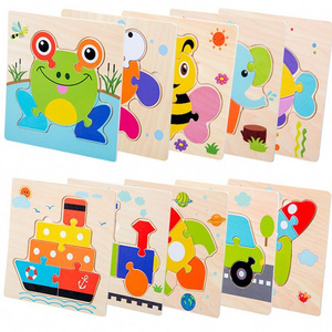 New Factory Supply Intelligence Develop Jigsaw Montessori Earlier Education Wooden Puzzle Toys Animal 3D Clasp Puzzle For Kids