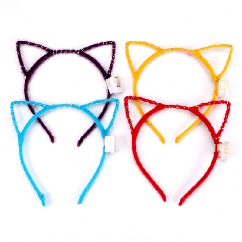 New Hot-selling metal luminous cat ears rabbit ears Mickey crown flashing ears Led headband hair accessories