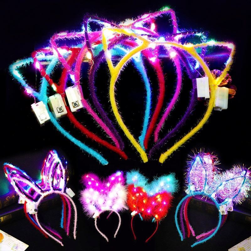 New Hot-selling metal luminous cat ears rabbit ears Mickey crown flashing ears Led headband hair accessories