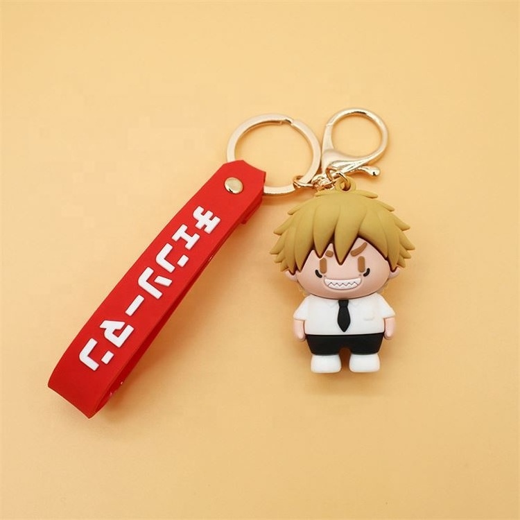 Factory Sale Cartoon Chainsaw Man 3D Keychain Denji Pochita Figure pvc Pendant Keychain