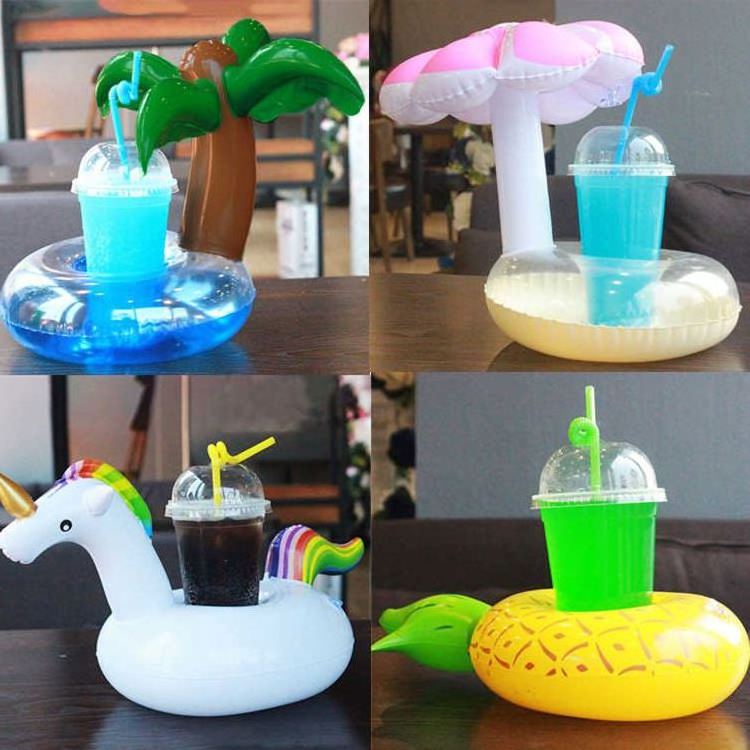 New Outdoor Swimming Pool Toys Inflatable PVC Cup Holder Float For Pool Bed  Fruit Shape Drink Cup Holder For Party