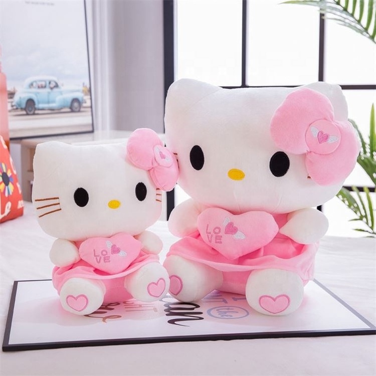 New Cute Pink Sitting Models Cartoon Kt Cat Pillow Wearing Skirt Girl Hello Kt Cat Plush Toys Birthday Gift