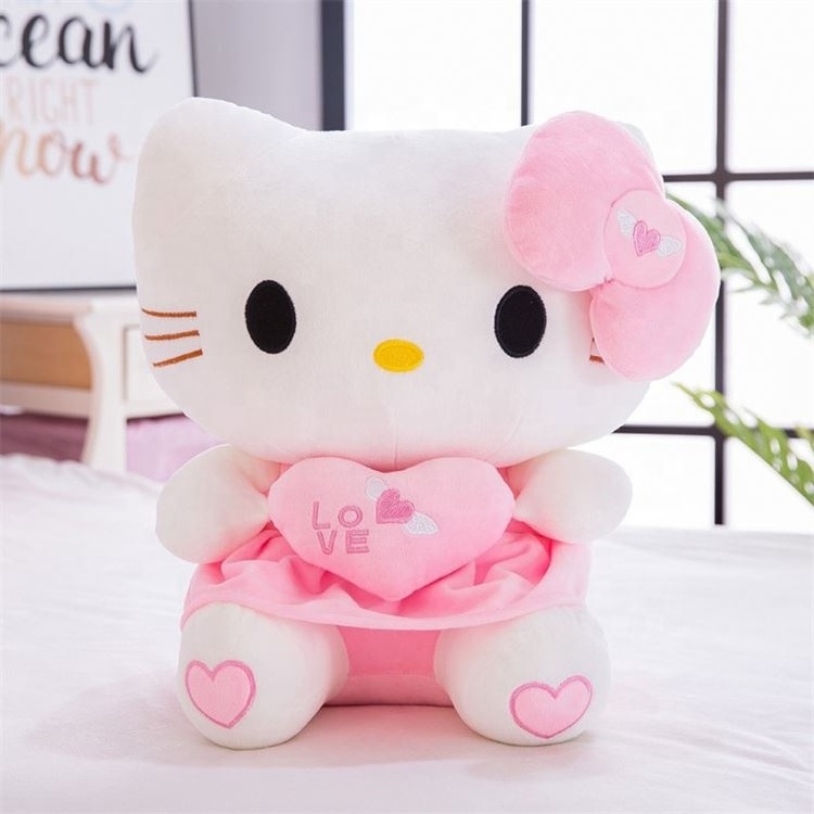 New Cute Pink Sitting Models Cartoon Kt Cat Pillow Wearing Skirt Girl Hello Kt Cat Plush Toys Birthday Gift