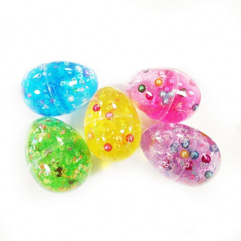 Latest Colorful Scented Toy Clear Slime Crystal Egg Slime with Pearl and Beads in Easter Eggs Sludge Toys