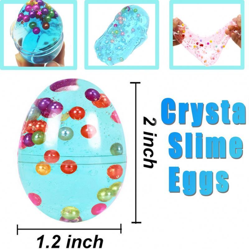 Latest Colorful Scented Toy Clear Slime Crystal Egg Slime with Pearl and Beads in Easter Eggs Sludge Toys